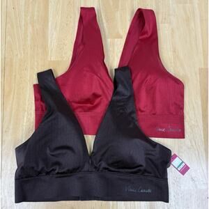 Vince Camuto Two (2) Bralettes Size Large Red/Brown Lightweight Wireless